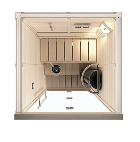 САУНА В СБОРЕ SAWO 1414RS-WA-G (1,4М Х 1,4М, ОСИНА, ПОЛНОСТЬЮ СТЕКЛЯННАЯ СТЕНА, ДИЗАЙН WAVE, ПРАВАЯ) (рис.1)